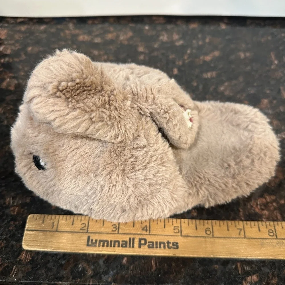 Wonder Nation Bunny Rabbit Plush Slippers Kids Size 13-1 Beige Brown Fuzzy Fun